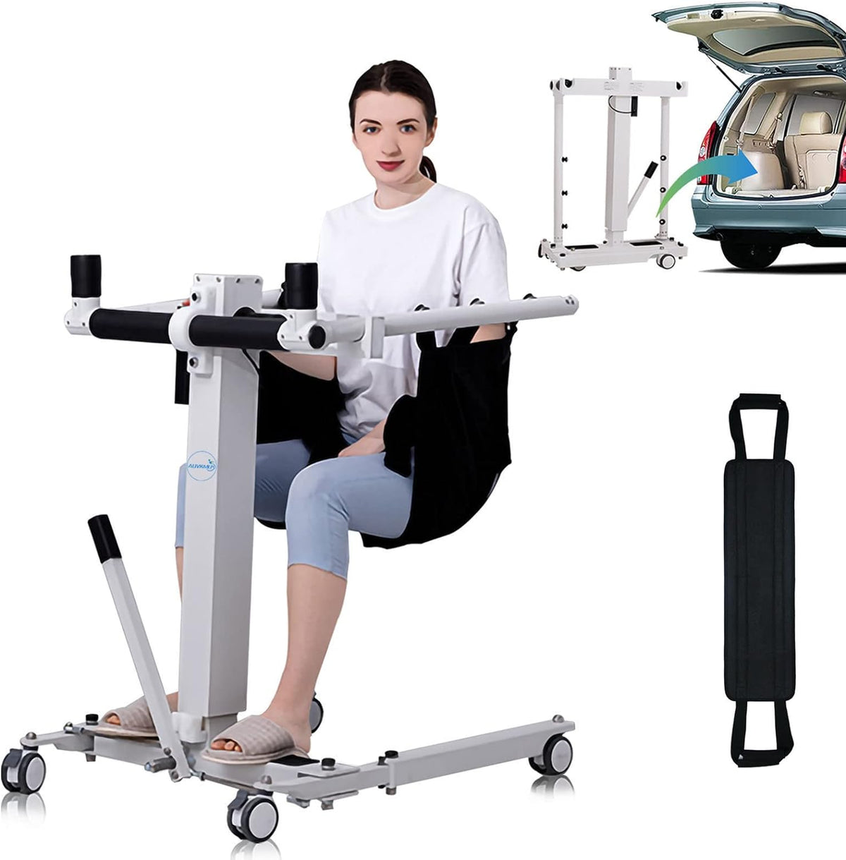 Electric Patient Lift Transfer Chair,Portable Patient Lift for Home,Wheelchair Lift for Car,Foldable Patient Lift Aid,Shower Transfer Chair for Seniors/Handicap-Max Load 290lbs
