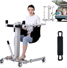 Electric Patient Lift Transfer Chair,Portable Patient Lift for Home,Wheelchair Lift for Car,Foldable Patient Lift Aid,Shower Transfer Chair for Seniors/Handicap-Max Load 290lbs
