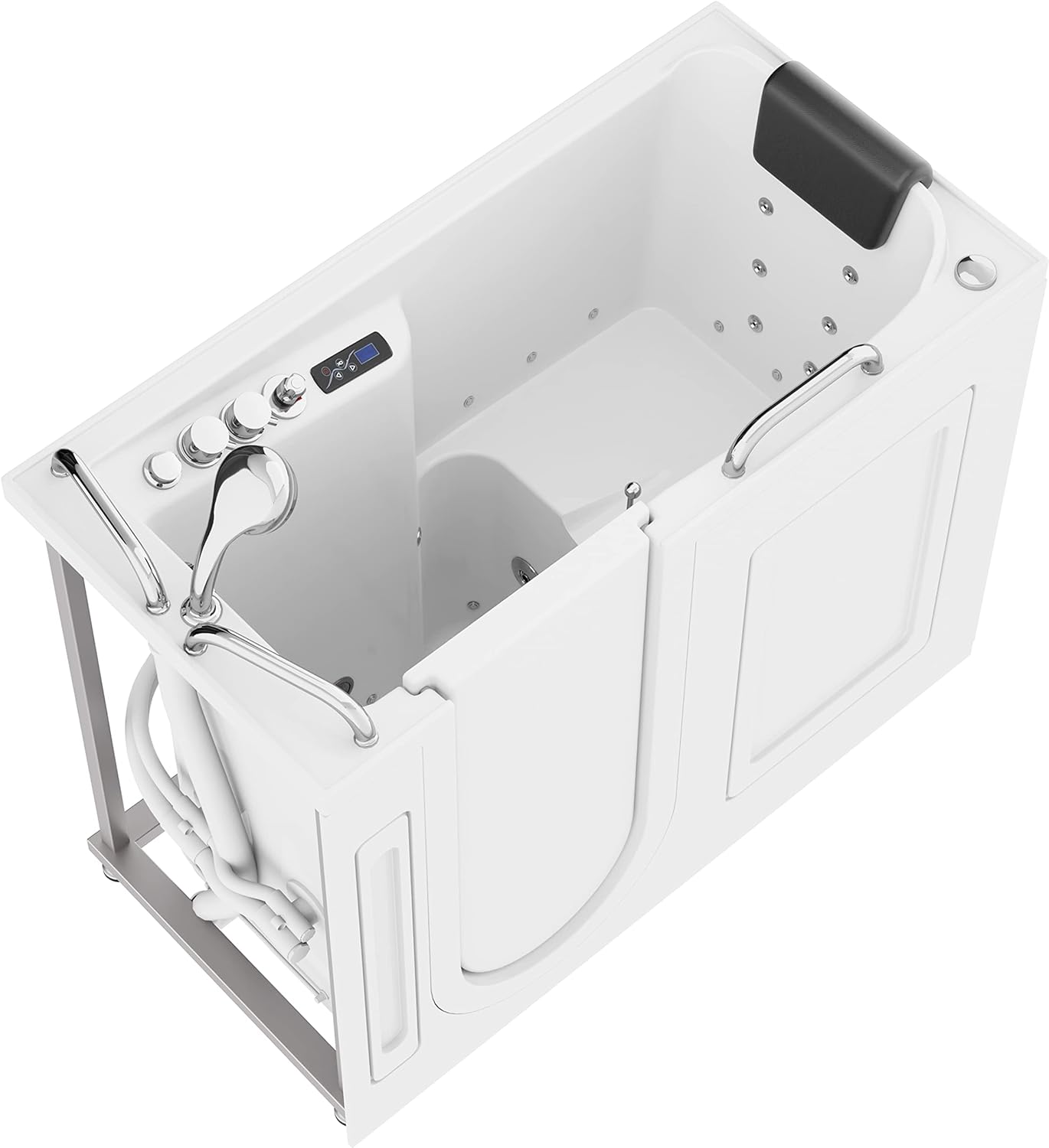 ANZZI Walk-in Bathtub 27'' x 53'' Left Drain Fully Loaded, Air Jets & Whirlpool Massage Jets, Hot Tub, Quick Fill, 6 Setting Handheld Shower Sprayer, Aromatherapy, Bath Pillow, LED Lights 2753FLWL